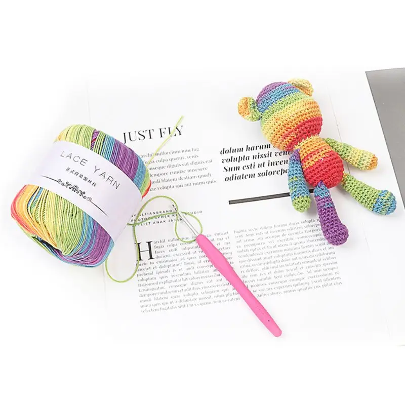 

1 Bundle 10 Strands Acrylic Hand Knitting Yarn Lace Crochet Thread Cord DIY Embroidery Needle Sewing Accessory