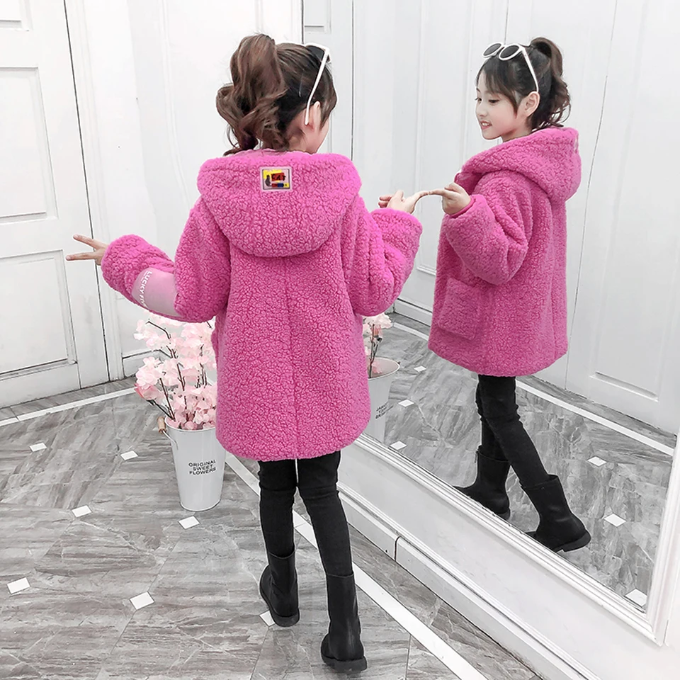 

Girls Solid Trench Coat Kids Overcoat Extra Thickness Warm Woolen Cloth Children Jacket Toddler 2020 Spring Autumn Fall Winter