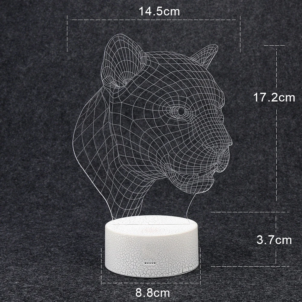 Leopard Head трехмерное видение ночник светодиодный украшение для дома 7 цветов 3D