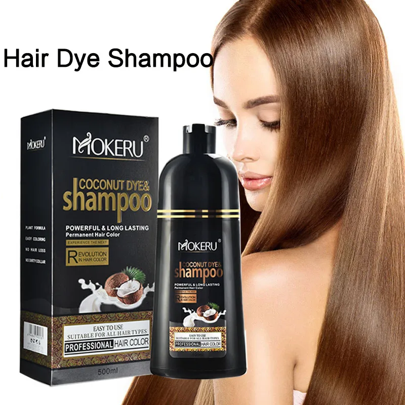 

Hair Dye Long Lasting Fast Black Brown Colors Hair Shampoo Organic Natural Coconut Oil Essence Hair Dye Shampoo