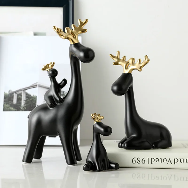 

Nordic Deer Figurines Resin Art Creative Miniature Animals Abstract Ornaments Crafts Living Room Hogar Home Decor Modern DA60XB
