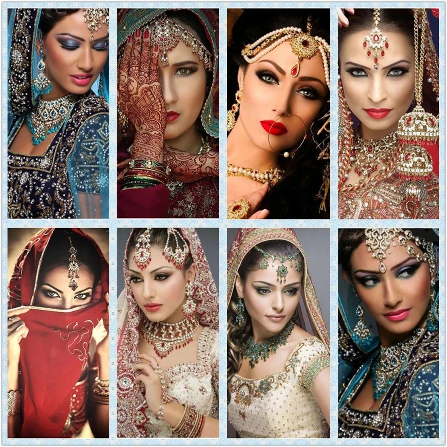 

YWZSH New Diamond Mosaic Cross Stitch Kits"Indian Beauty Women"Portrait Diamond Embroidery Full Diamond Painting Home Decoration