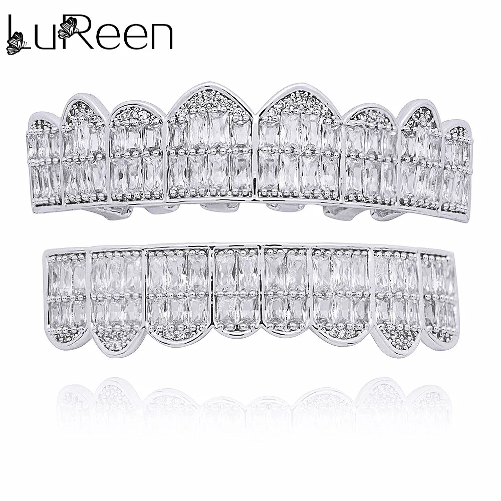 Золотые коронки LuReen верхние и нижние Зубные стоматологический хип хоп гриль для
