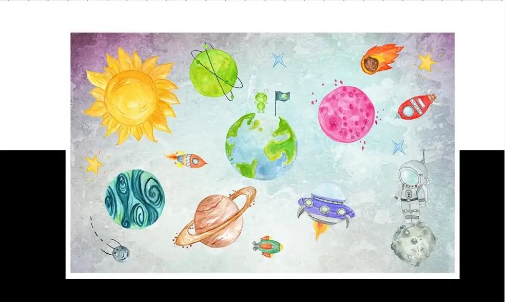 Большие Настенные обои на заказ ручная роспись Космос Вселенная фон для детской