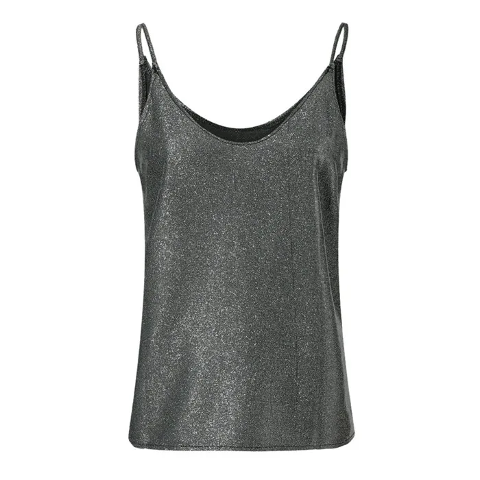 Dark Silver Feitong, майка, женская, s, блестящая, на бретелях, топы, для девушек, сексуальная, блестящая, Cami, Свинг, жилет, Клубная одежда, Debardeur Femme, майка для женщин - Color: Dark Silver