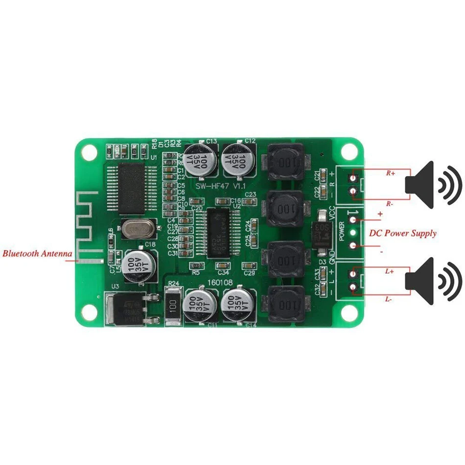 TPA3110 2X15W 15W + беспроводной Bluetooth аудио усилитель мощности плата двухканальный Amp
