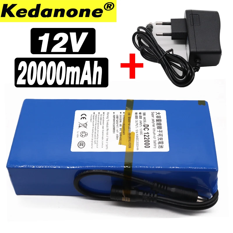 DC122000 Высококачественный супер 12,6 v 20Ah перезаряжаемый портативный литий-ионный аккумулятор DC 12V 20000mAh с вилкой ЕС+ зарядное устройство
