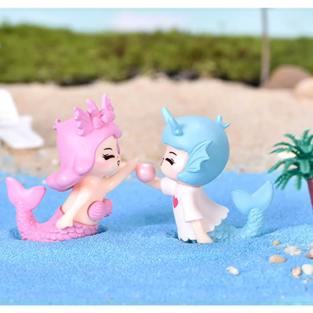 

2pcs Mermaid Couple Micro Landscape DIY Aquarium Fish Tank Cute Little Mermaid Ornament Desk Craft Aquarium Fish Tank Decoration