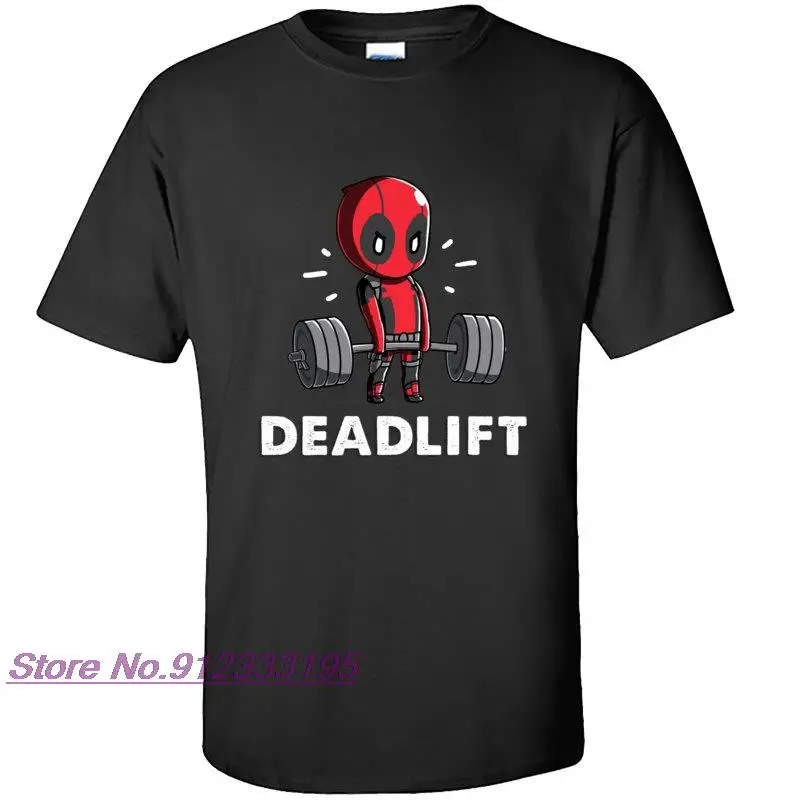 

Amazing Deadpool Deadlift Weightlifting Funny Fitnesst Tshirt Deadpool Supe Hero Tee Shirt High Quality Men