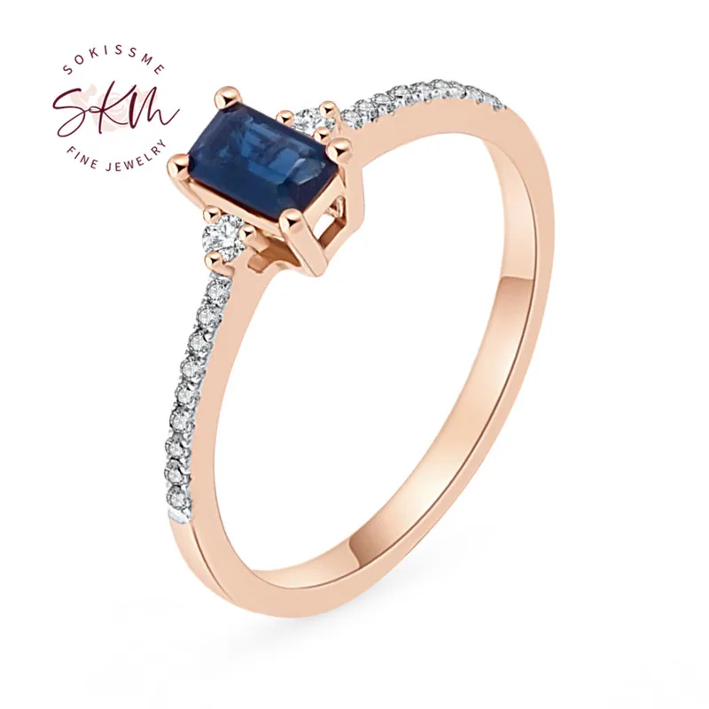

SKM Vintage brand designer sapphire rings 14k rose gold rings for women Engagement rings designer Promise Luxury Fine Jewelry