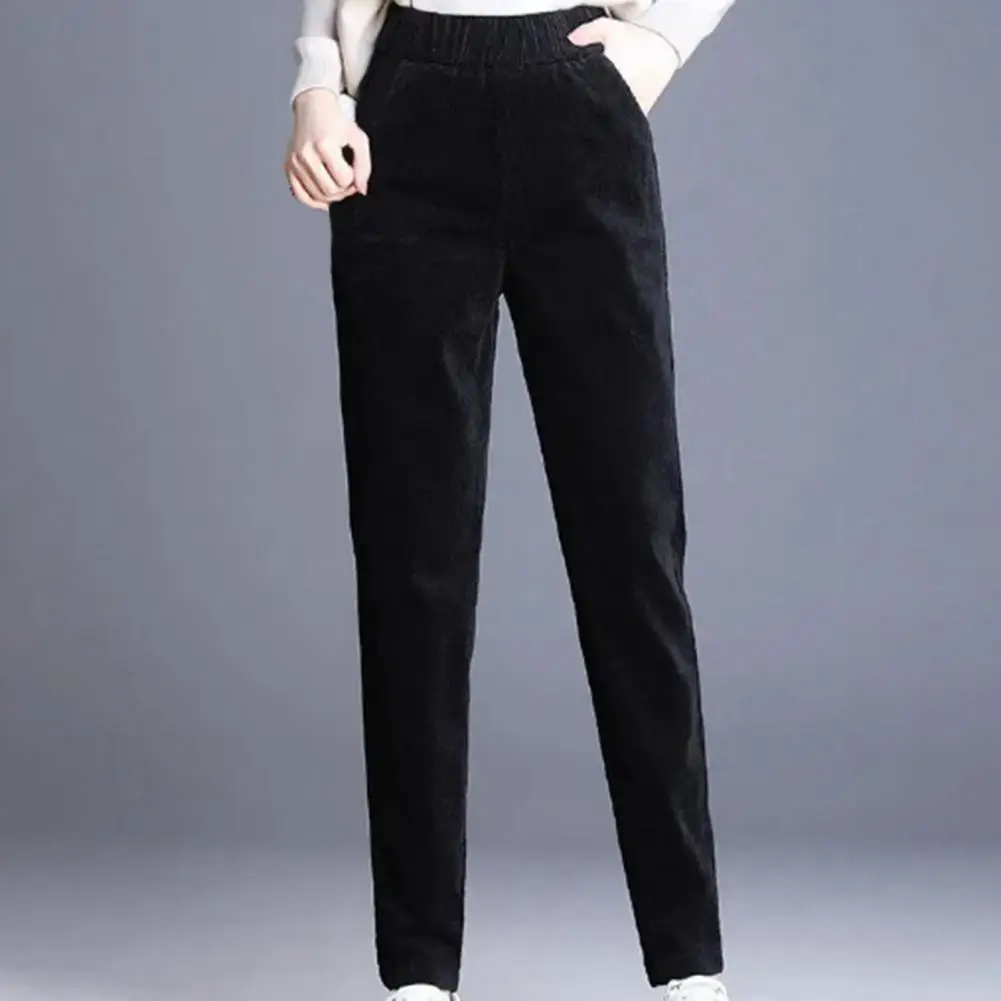 

Thick Stylish Skinny Straight Pencil Pants Cold Resistant Corduroy Pants Elastic Waist Streetwear