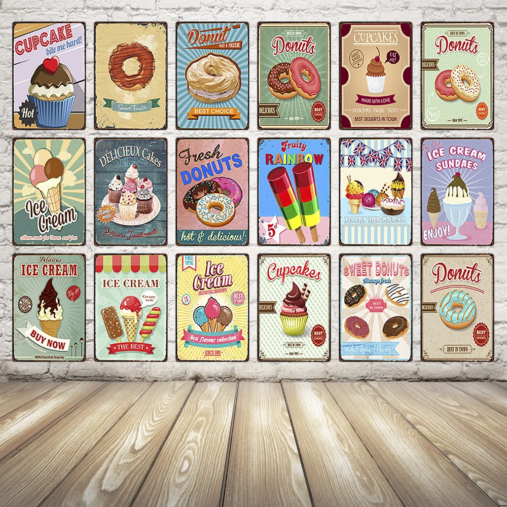 [Kelly66] металлический постер с изображением мороженого домашний декор Настенная