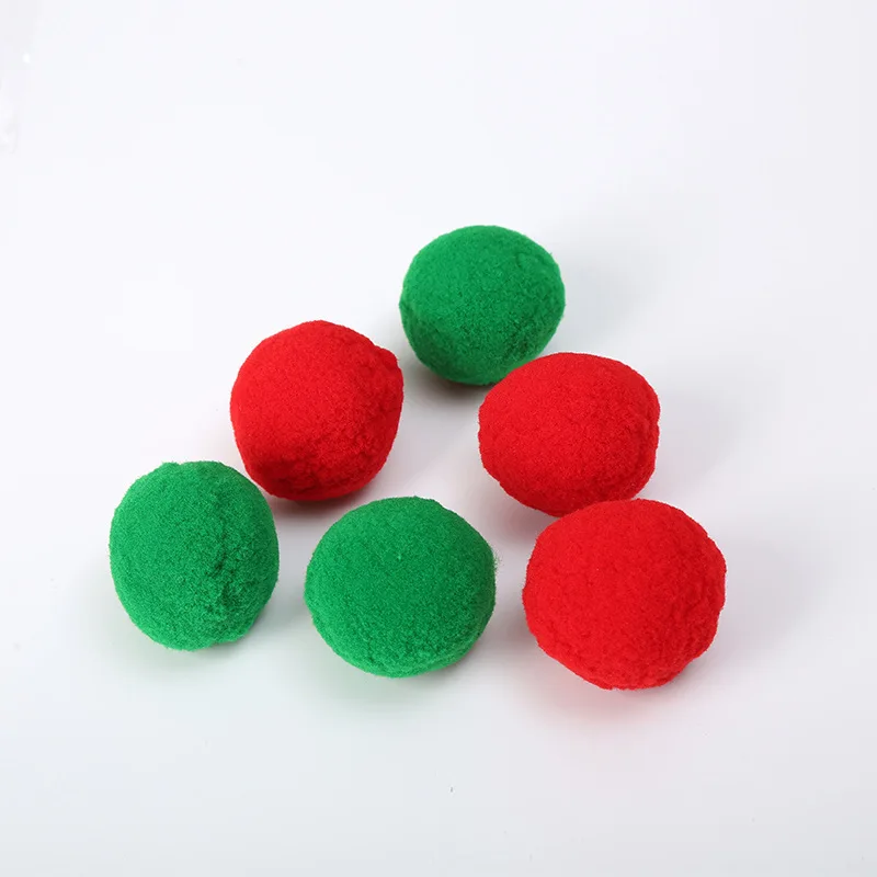 Pet Supplies Cashmere Pompom Kitty Weight Loss Self-excited Toys Funny Cat Ball Christmas Color Solid Double Fight 4.5cm | Дом и сад