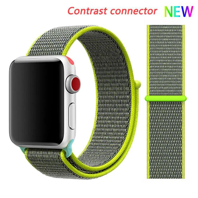 Нейлоновый ремешок для Apple watch 5 ремешок 44 мм 40 мм iWatch ремешок 42 мм 38 мм спортивный ремешок для часов Браслет Apple watch 4 3 2 1 38 40 44 мм - Цвет ремешка: Flash yellow 1 hit