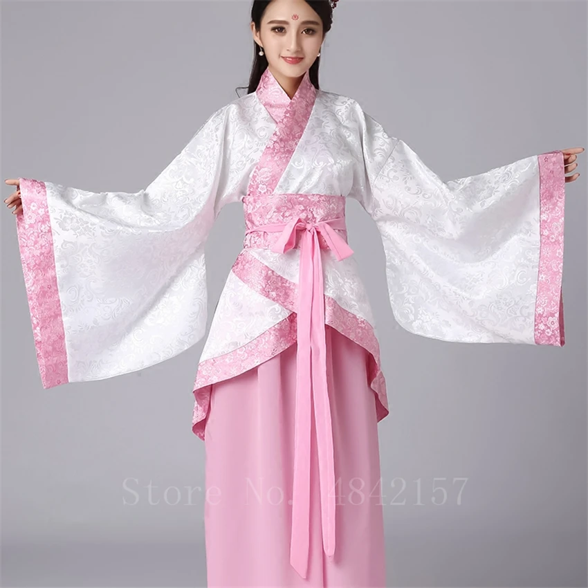 Элегантное женское китайское платье ханьфу традиционный цветочный принт