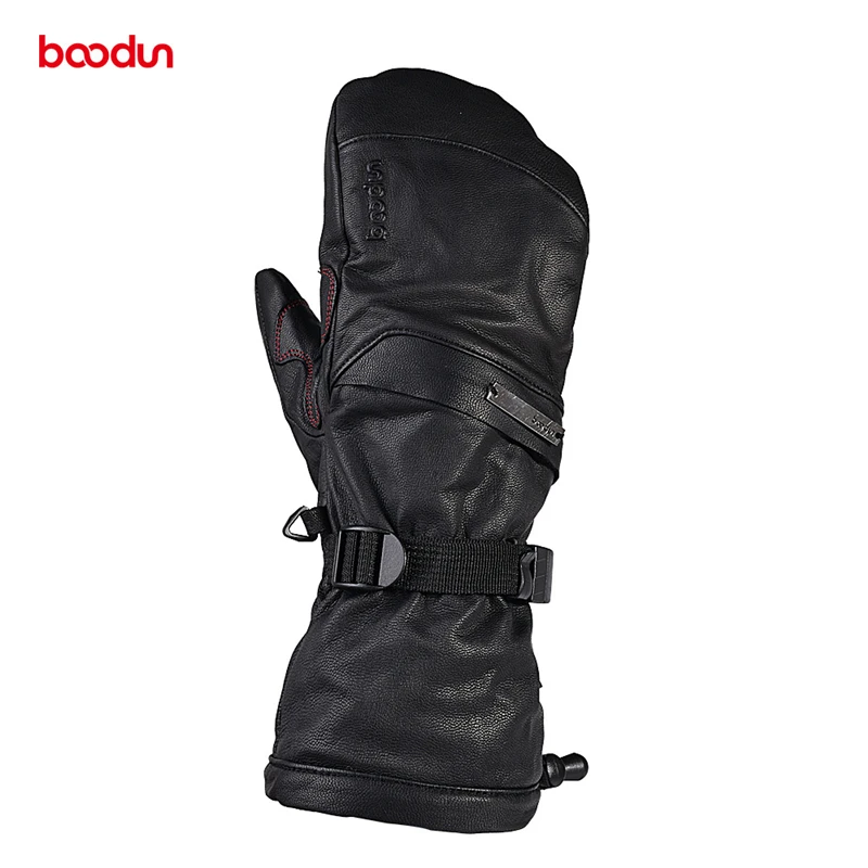 Men Women Genuine Leather Ski Gloves with Portable Pocket Touch Screen Waterproof Warm Outdoor Sports Snowboard Skiing | Спорт и