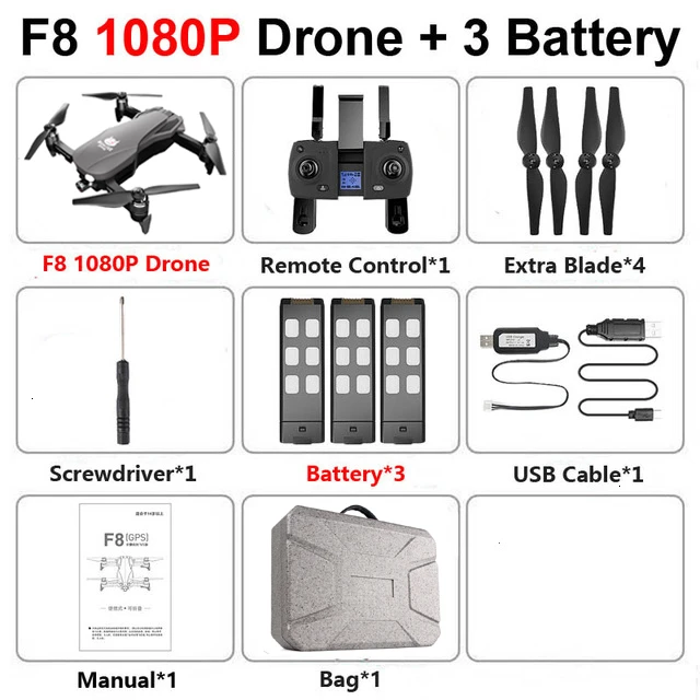 F8 gps Дрон с двухосевой антивибрационной самостабилизирующейся подвеской Wifi FPV 1080P 4K камера бесщеточный Квадрокоптер - Цвет: F8 1080P 3B BAG