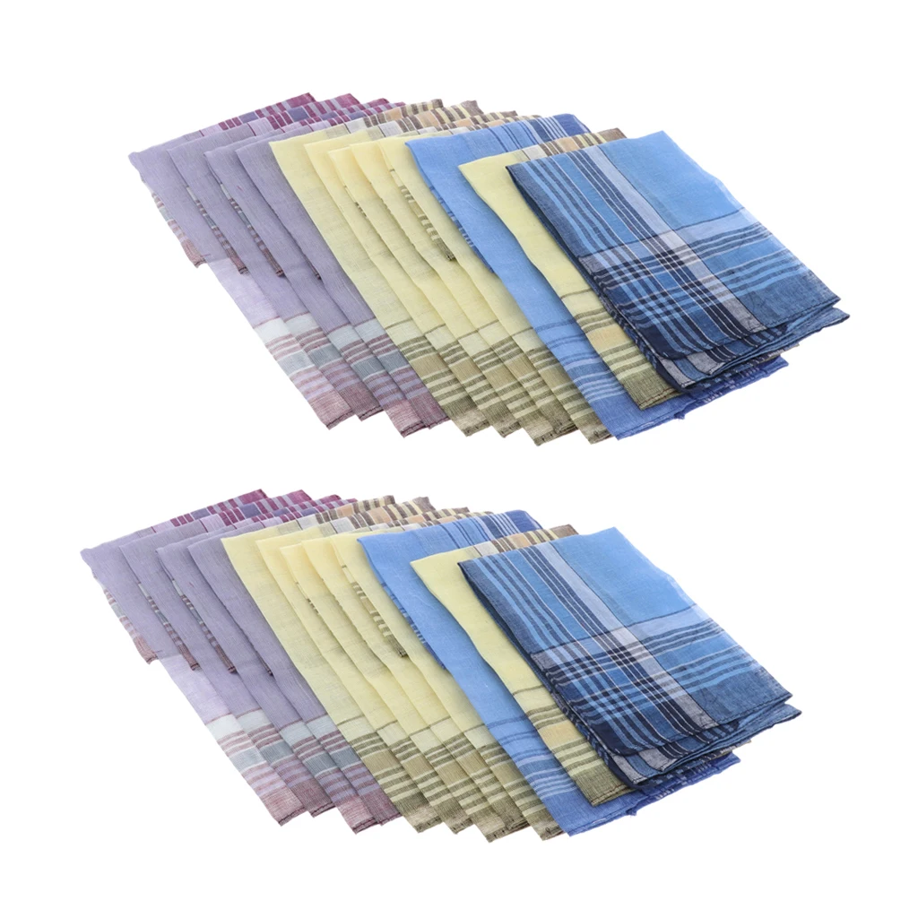 

24x классические полосатые носовые платки в клетку, моющиеся квадратные Hanky Hankie Lot