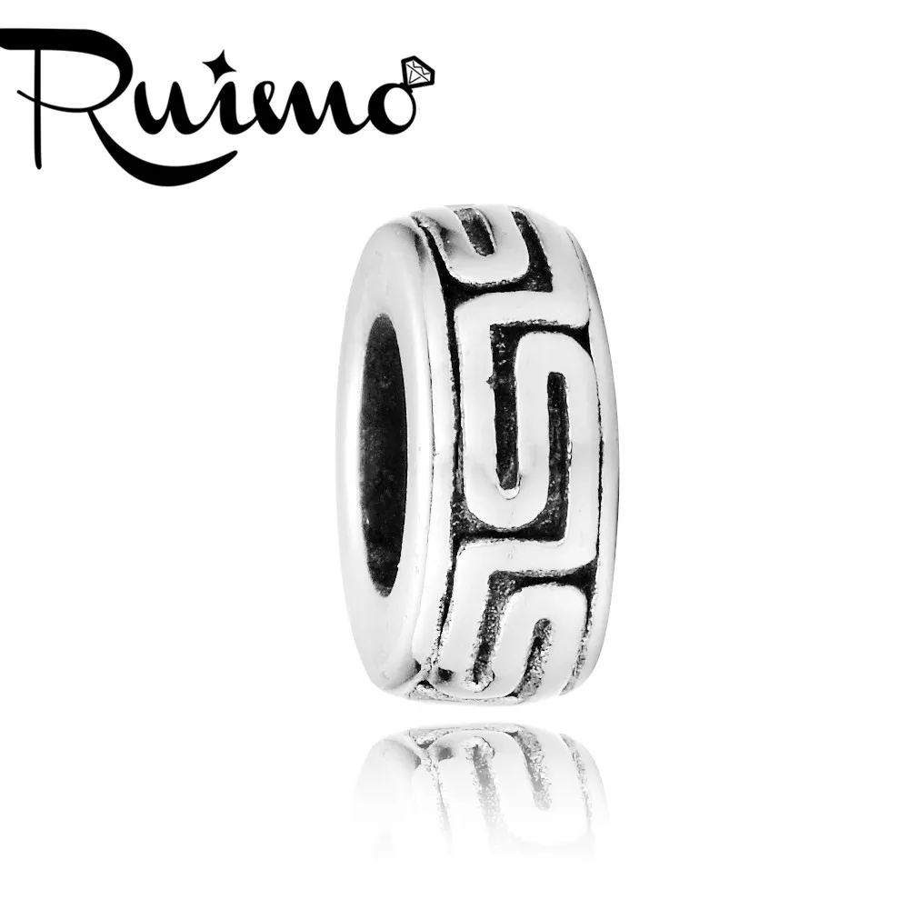 Круглые Металлические бусины RUIMO из нержавеющей стали Античные Серебристые 5 мм