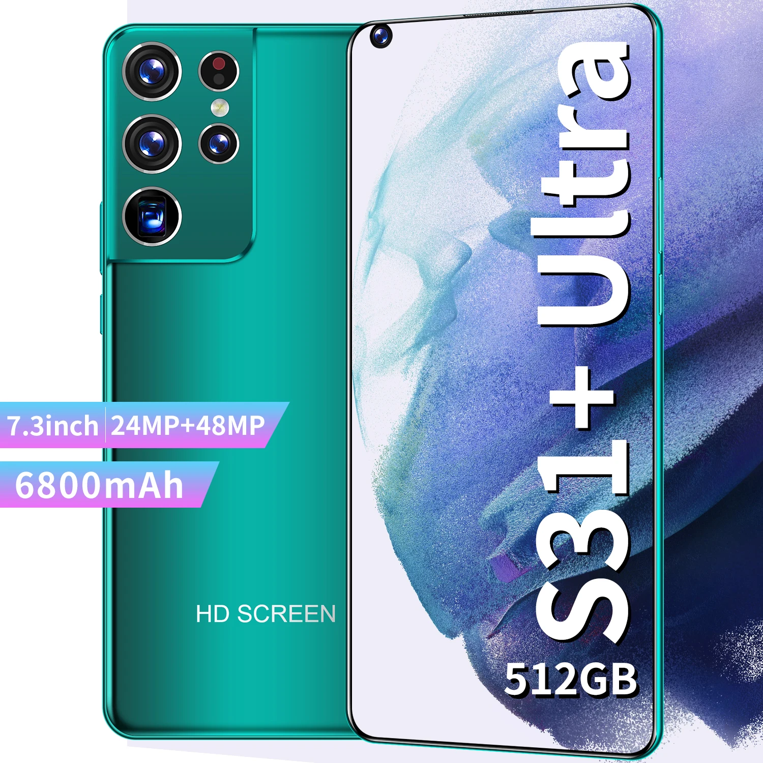 

2021 New Global Version 7.3inch S31+ Ultra Smartphone 6800mAh 12+512GB Support Face/Fingerprint ID Google Play 5G Networkphone