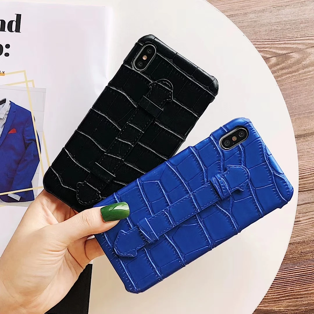 pu leather phone case for iphone 6s 6 7 8 plus x crocodile stripe bracelet buckle cases for iphone 11pro x xs xr xsmax cover free global shipping