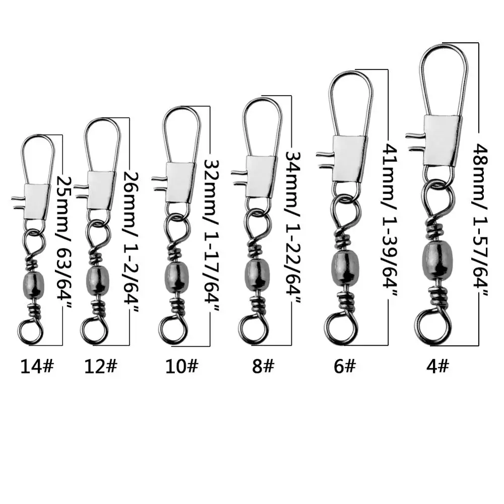 50-100pcs/box Stainless Steel Swivels Fishing Connector Pin Bearing Swivel With Snap Fishhook Lure Fish Lure Tackle Accessories