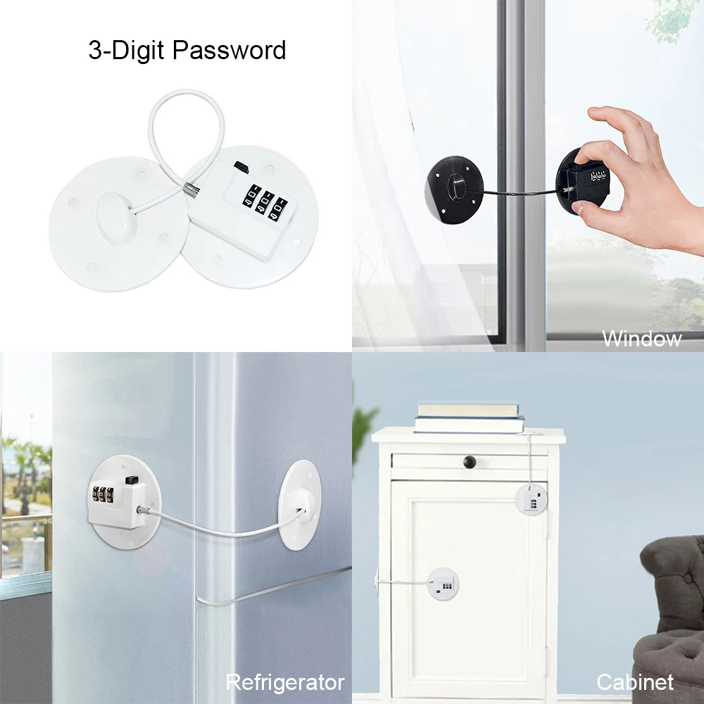 Замок на окно и дверь для детей комбинированный замок с кодом безопасности