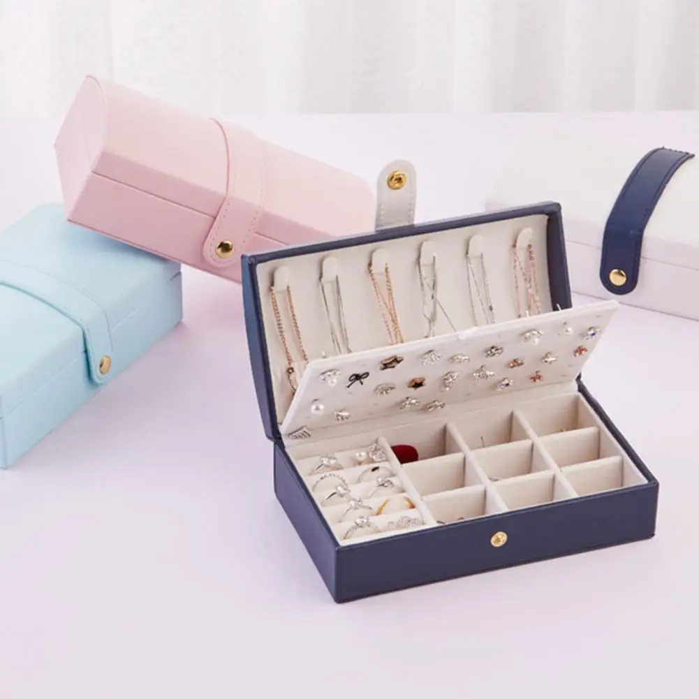 

Jewelry box Two-layer large-capacity imitation leather Beautiful Outlook Earrings Jewelry Storage Box Jewelry Storage Box