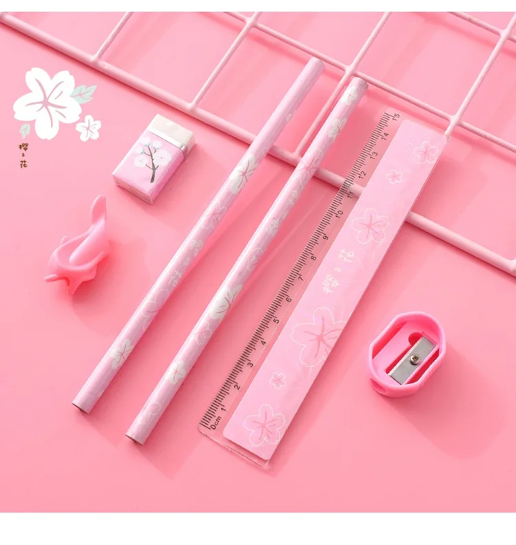 1 Набор Kawaii Мультфильм Единорог кролик HB деревянные карандаши для детей эскиз исследования карандаши с линейкой ластик Ручка точилка подарочный набор
