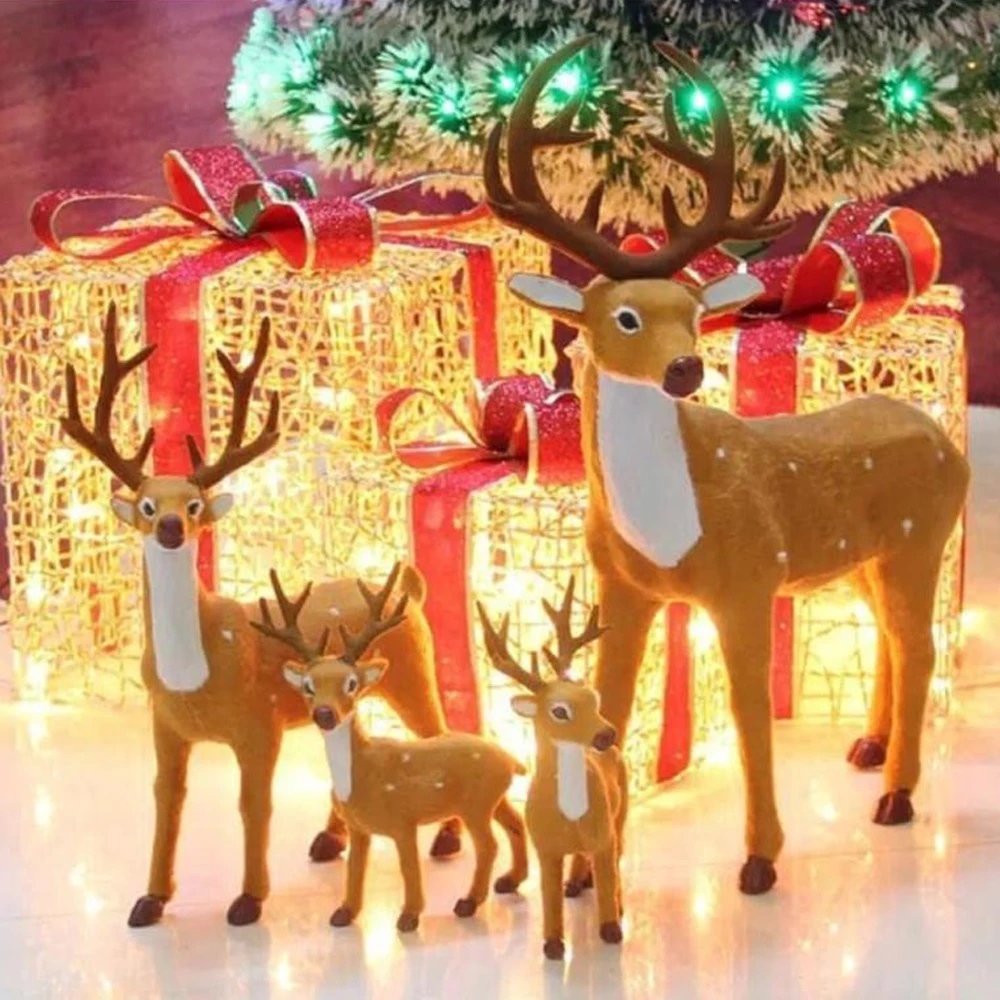 30cm/25/20/15cm Reindeer Christmas Deer Xmas Elk Plush Simulation Christmas Decorations For Home Merry Christmas New Year Gifts