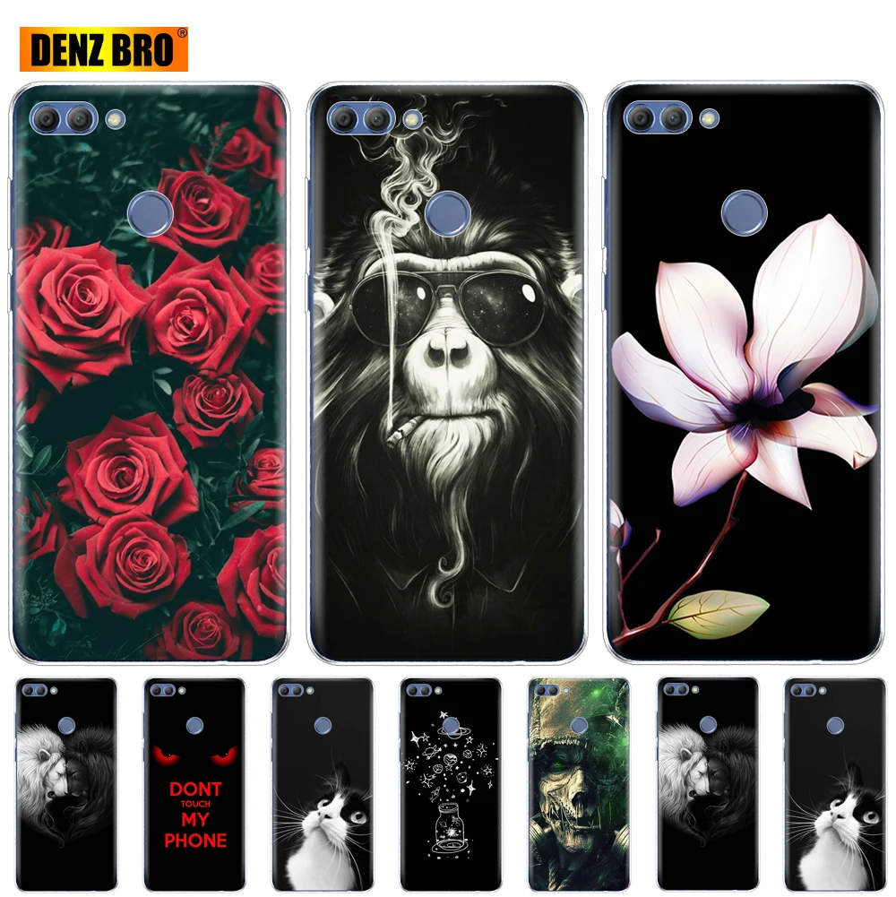 For huawei Y9 2018 case soft tpu silicone back cover phone 360 full protective clear printing transparent coque bumper | Мобильные