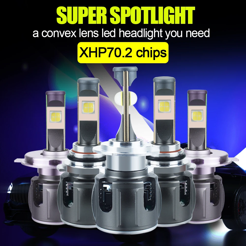 Новое поступление светодиодные лампы XHP70 2 го поколения 9005 hb3 H11 H9 H8 H4 H7 фары H1 9006 hb4