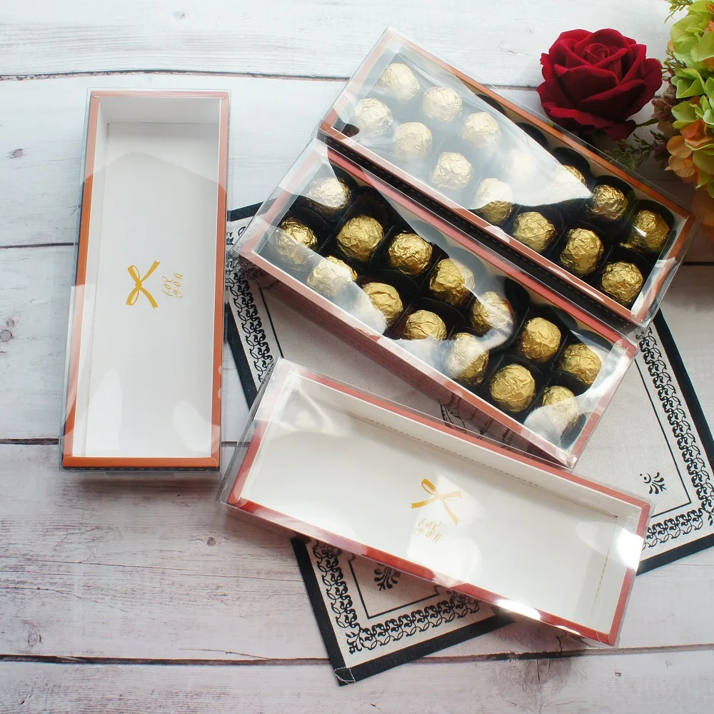 

24.2*8.3*3.2cm 10 Set 2 Style Choose Plastic Elegant Red Black Chocolate Paper Box Wedding Birthday Party Gifts Packing
