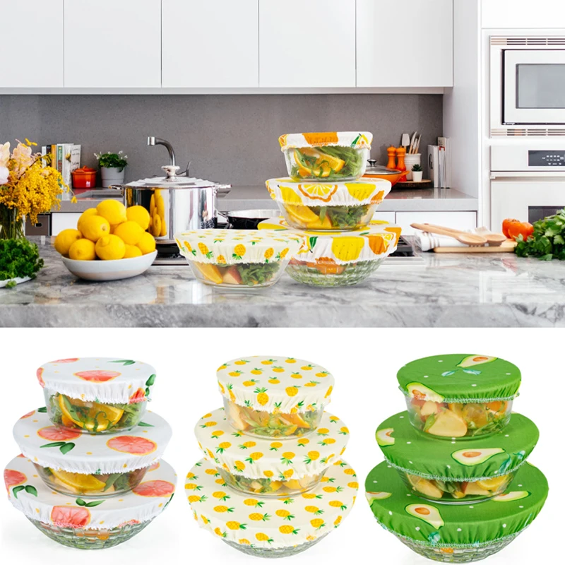 3 шт. многоразовые силиконовые Обёрточная бумага печать Еда свежие крышка стрейч