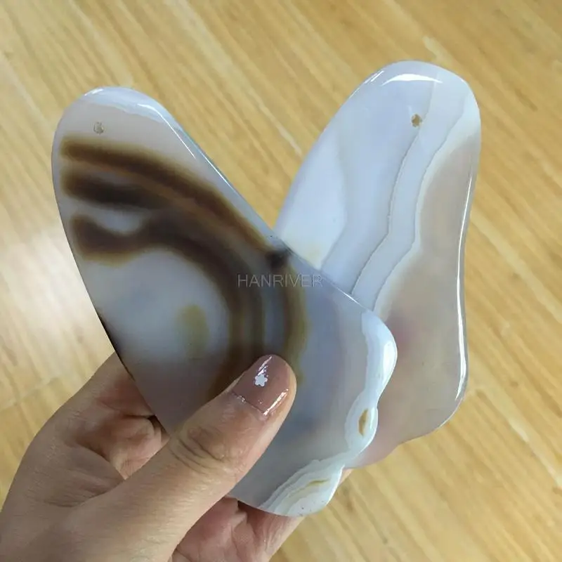 Agate Gouache Scraper Natural Jade Guasha Board Facial Eye Scraping Massage Stone Acupuncture Therapy Spa Health Care Gua Sha | Красота и