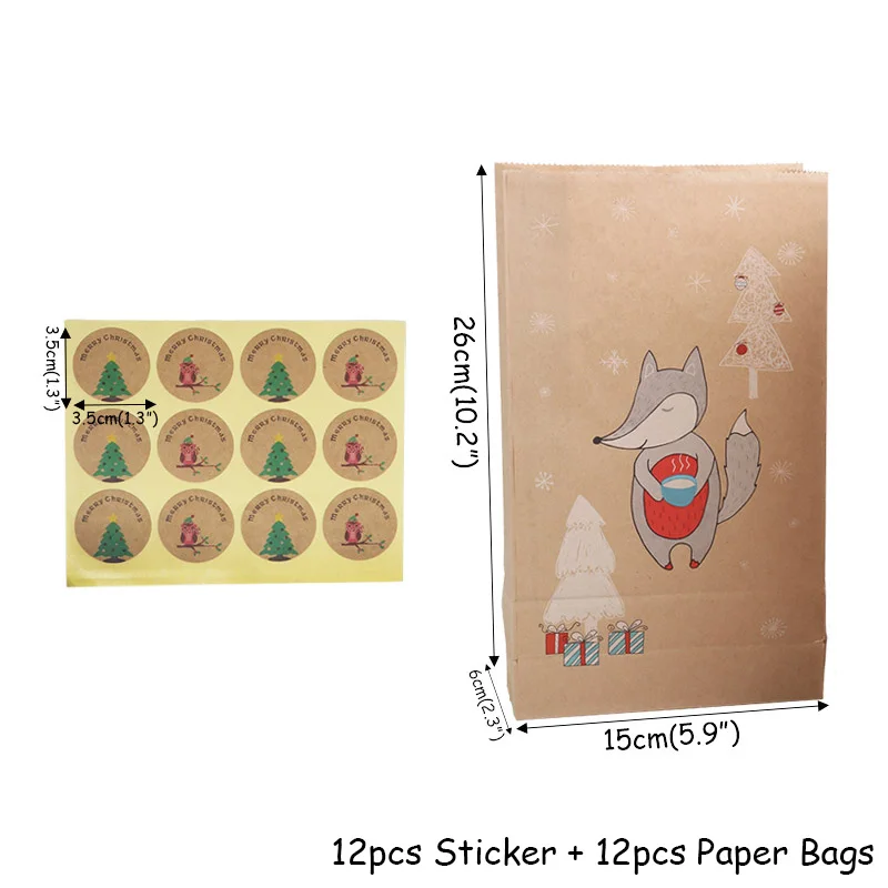 12pcs Paper Bags Рождественские украшения для дома веселая Рождественская елка рождественские украшения Санта Снеговик Noel Navidad год Natal - Цвет: 12pcs Paper Bags