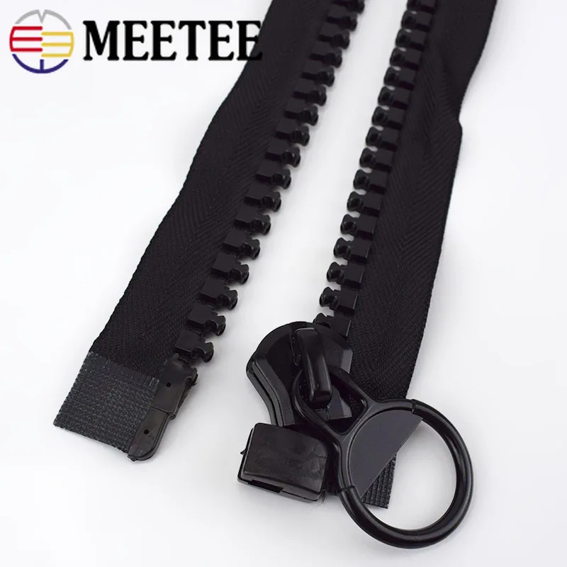 Meetee 1 шт. 60/75/100/150/200 см 20# экстра большие резиновые черная молния с открытым концом Авто замок застежка-молния DIY пуховик пальто швейная фурнитура