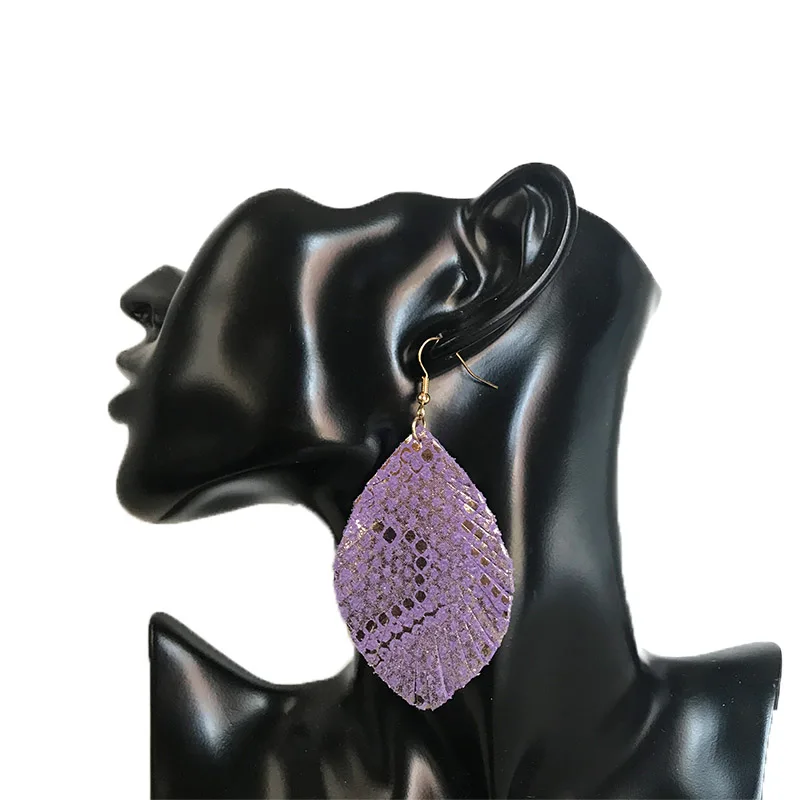 Cpop блестящие серьги из натуральной кожи для женщин массивные кожаные в виде