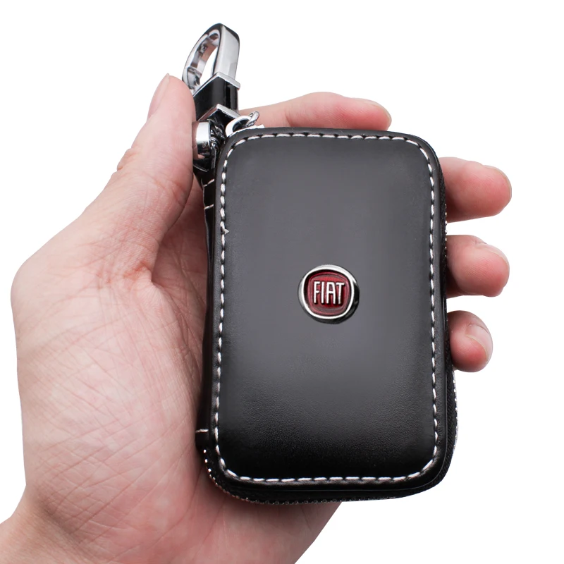 Genuine Leather Key Wallet Car Key Case Compatible with Fiat Panda Bravo Punto Linea Croma 500 595 Accessories - Multi-Function Key Holder image 5