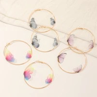 fashion butterfly earring women big round rings earrings statement hip hop hoops trendy jewelry colored unique earrings for girl
