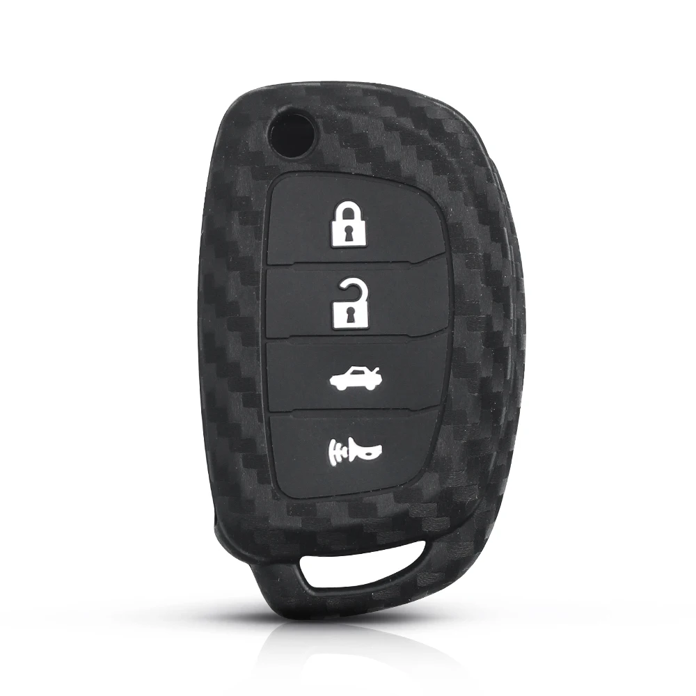 KEYYOU 3/4 кнопки для Hyundai Creta Tucson Санта Elantra Sonata i20 i30 i40 i25 ix35 углерода силиконовый чехол