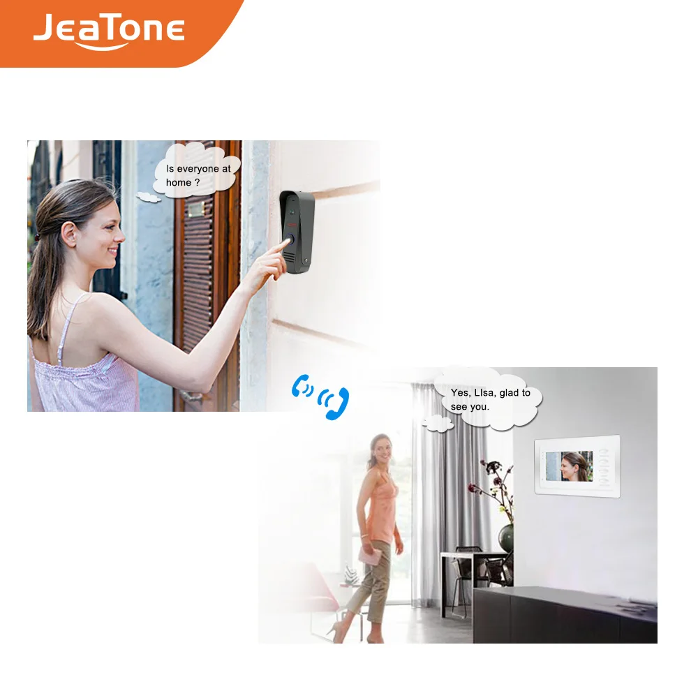 Видеодомофон JeaTone 7 дюймов цветной TFT ЖК экран видеодомофон домофон ночное