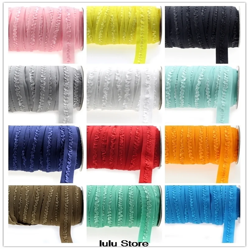 5/8 &quot16 мм твердых ярко-розовый цвет рюшами Складной эластичный лента кроше