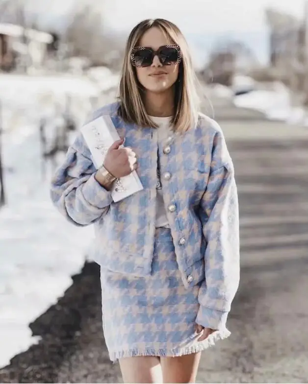 Винтажный милый женский клетчатый блейзер с жемчужинами и пуговицами в клетку