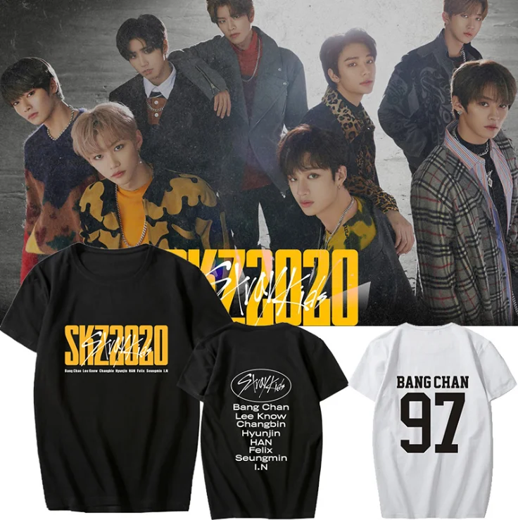 KPOP Stray Kids Combination Album Around Should Support Song Clothing With The Same Loose Short-sleeved T-shirt Women | Мужская одежда