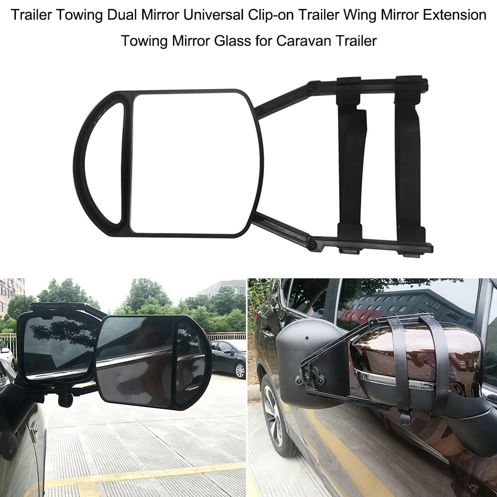 

Universal Trailer Towing Dual Mirror Clip-on Trailer Wing Mirror Extension Towing PP Nylon Mirror Glass for Car Caravan Trailera