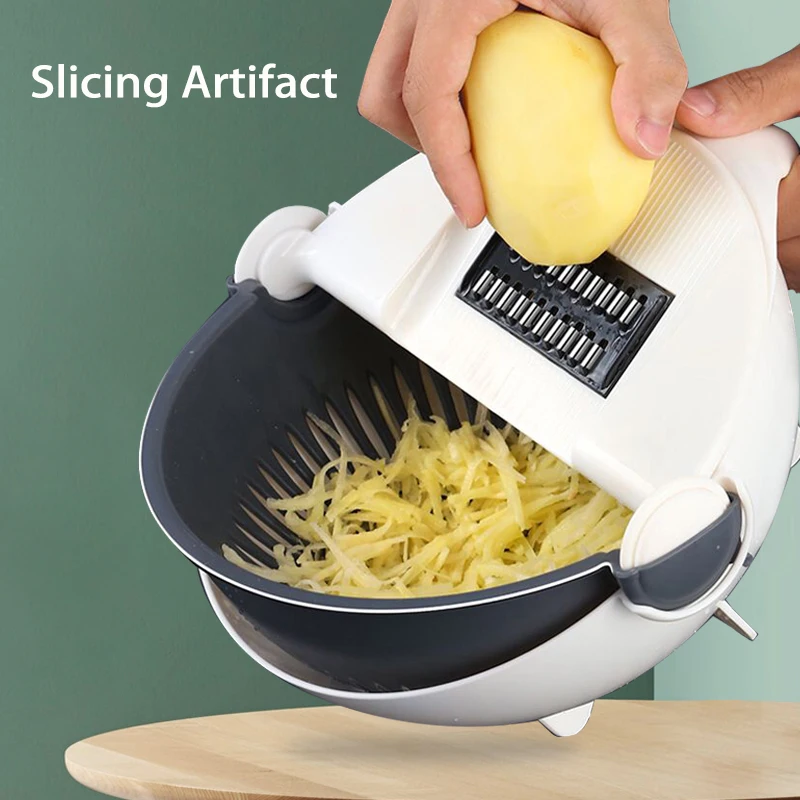 

Magic Multifunctional Rotate Vegetable Cutter With Drain Basket Kitchen Veggie Fruit Shredder Grater Slicer Drop Shippingkitchen