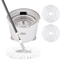cleanhome 360 degree spin adjustable mop with bucket 2 microfibre pads extended handle for hardwood floor cleaning