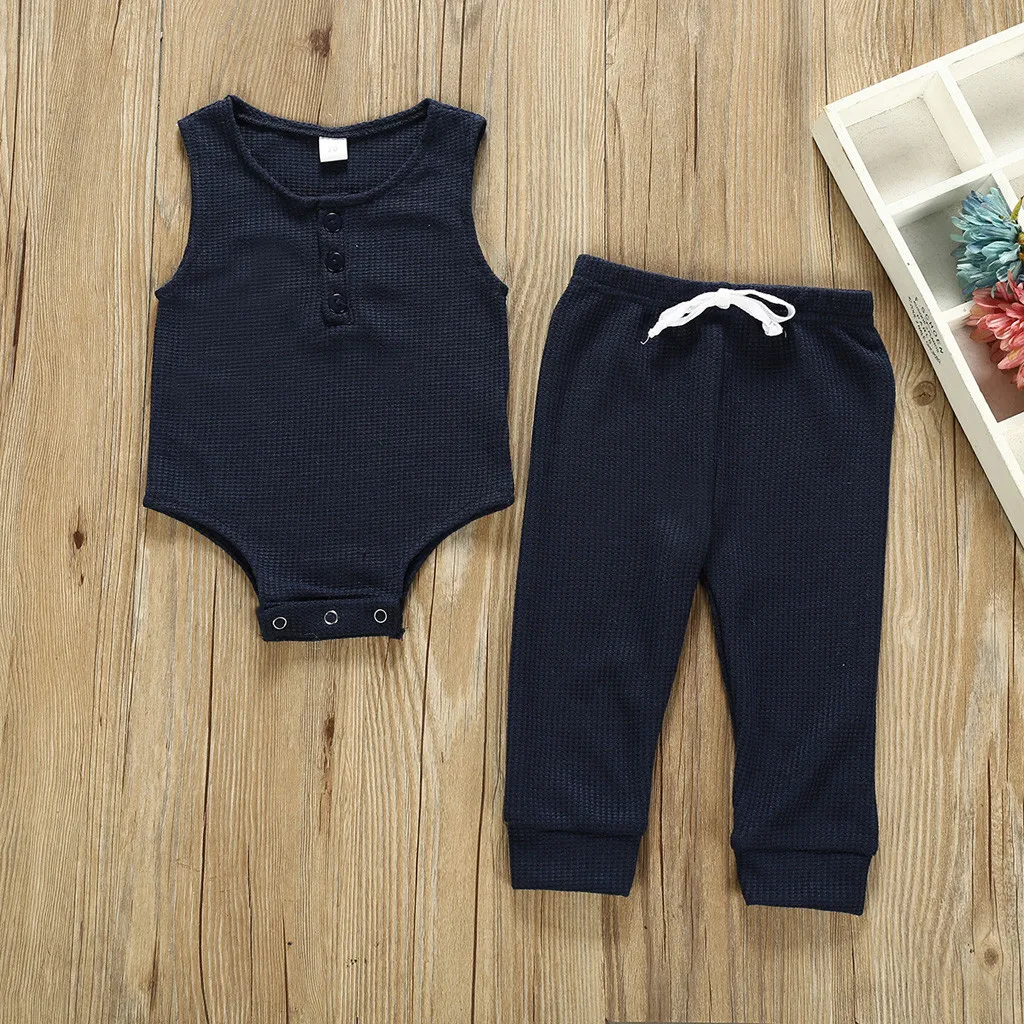Комплект из 2 предметов однотонная вязаная одежда для новорожденных комбинезон