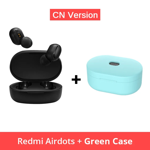CN N Green Case Xiao mi Red mi AirDots mi True Беспроводные Bluetooth 5,0 наушники-вкладыши стерео бас наушники с mi c Handsfree наушники AI управление - Цвет: CN N Green Case